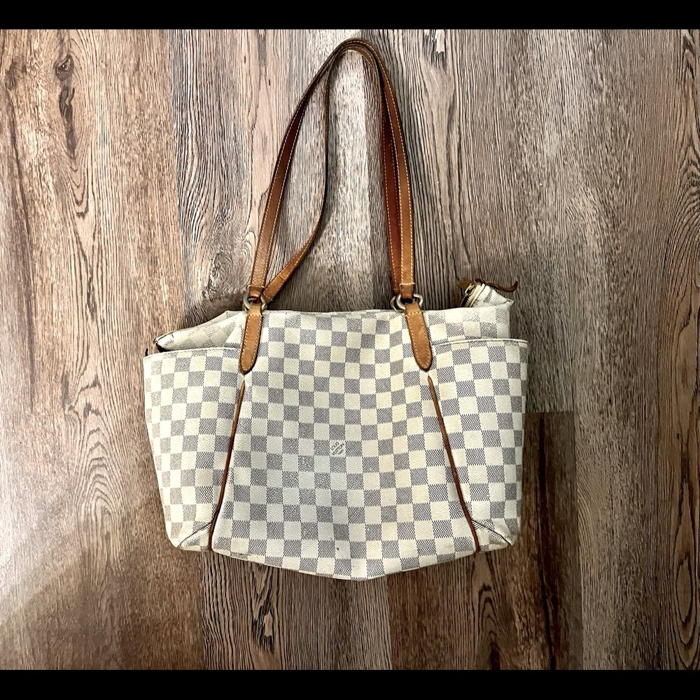 Authentic Louis Vuitton Totally Damier Azur MM. Fair condition.